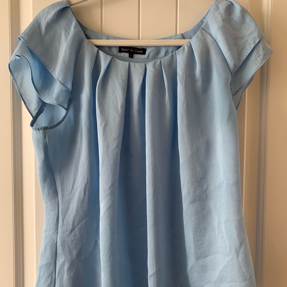 Large light blue silky blouse
